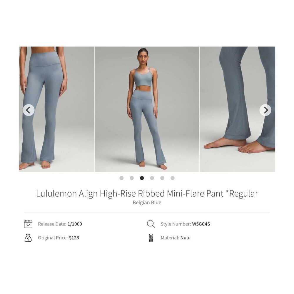 Lululemon Align High-Rise Ribbed Mini-Flare Pant *Regular Belgian Blue Sz 14